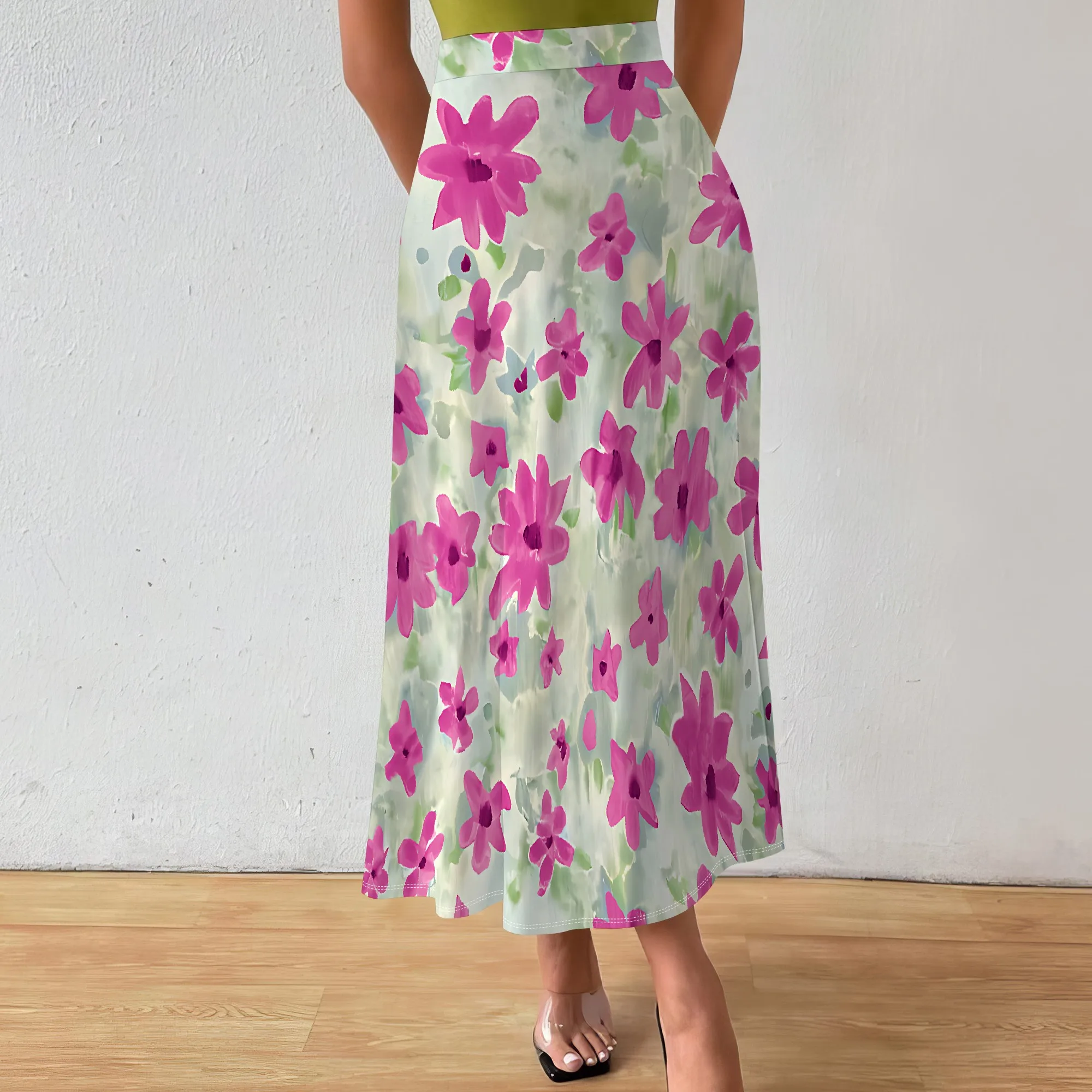 Women's  Sexy Loose Fashion Printed Hem Club Party Casual Vacation Long Skirt