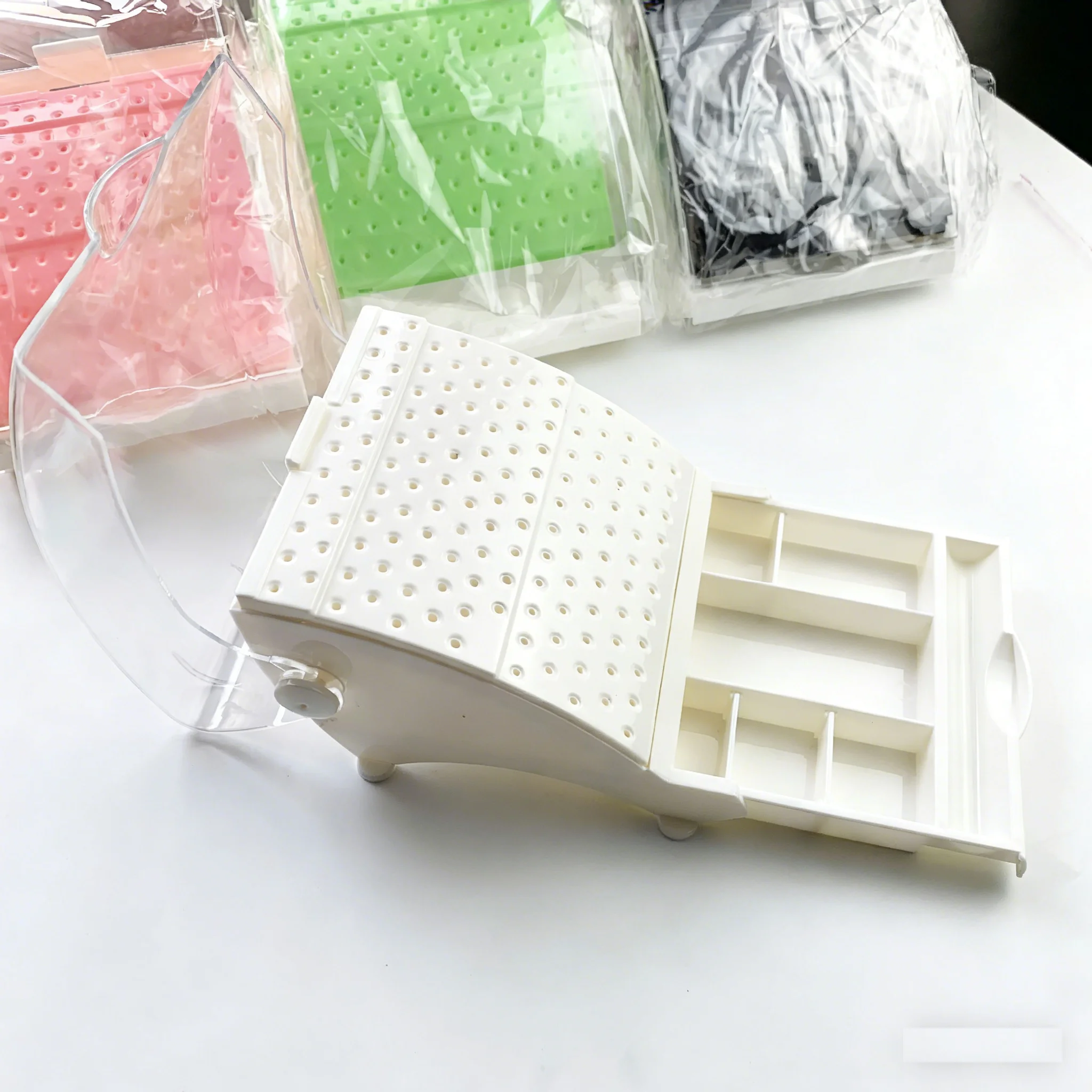 142 Holes Dental Bur Holder With Dust Cover And Pull-Out Drawer Bur Drill Stand Block Sterilizer Case Disinfection Box