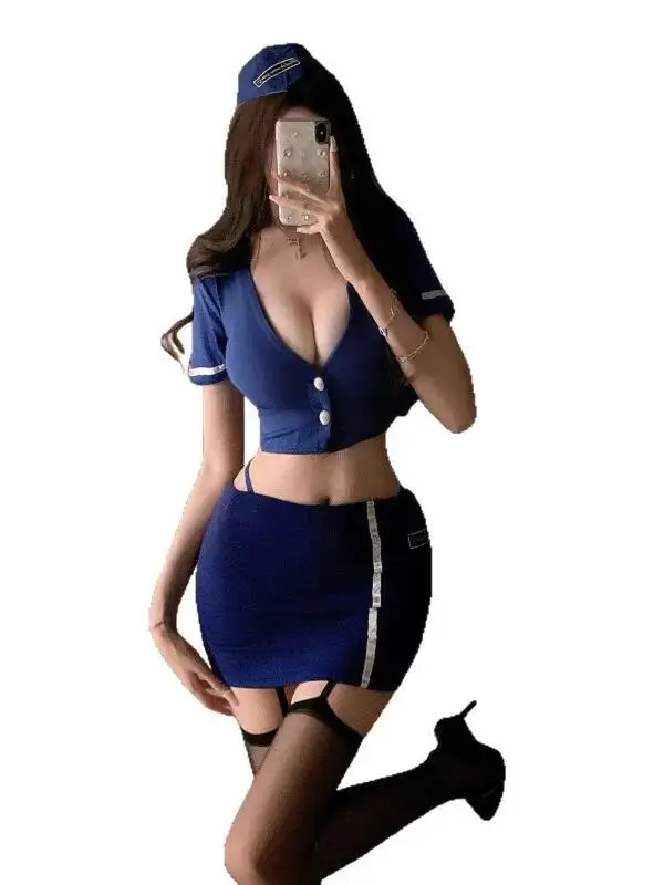 

Новый сексуальный костюм стюардессы/секретарши для ролевых игр, облегающее платье-униформа, стиль «Горячее флиртинг», сексуальные комплекты в стиле «Чистое желание» L7NH