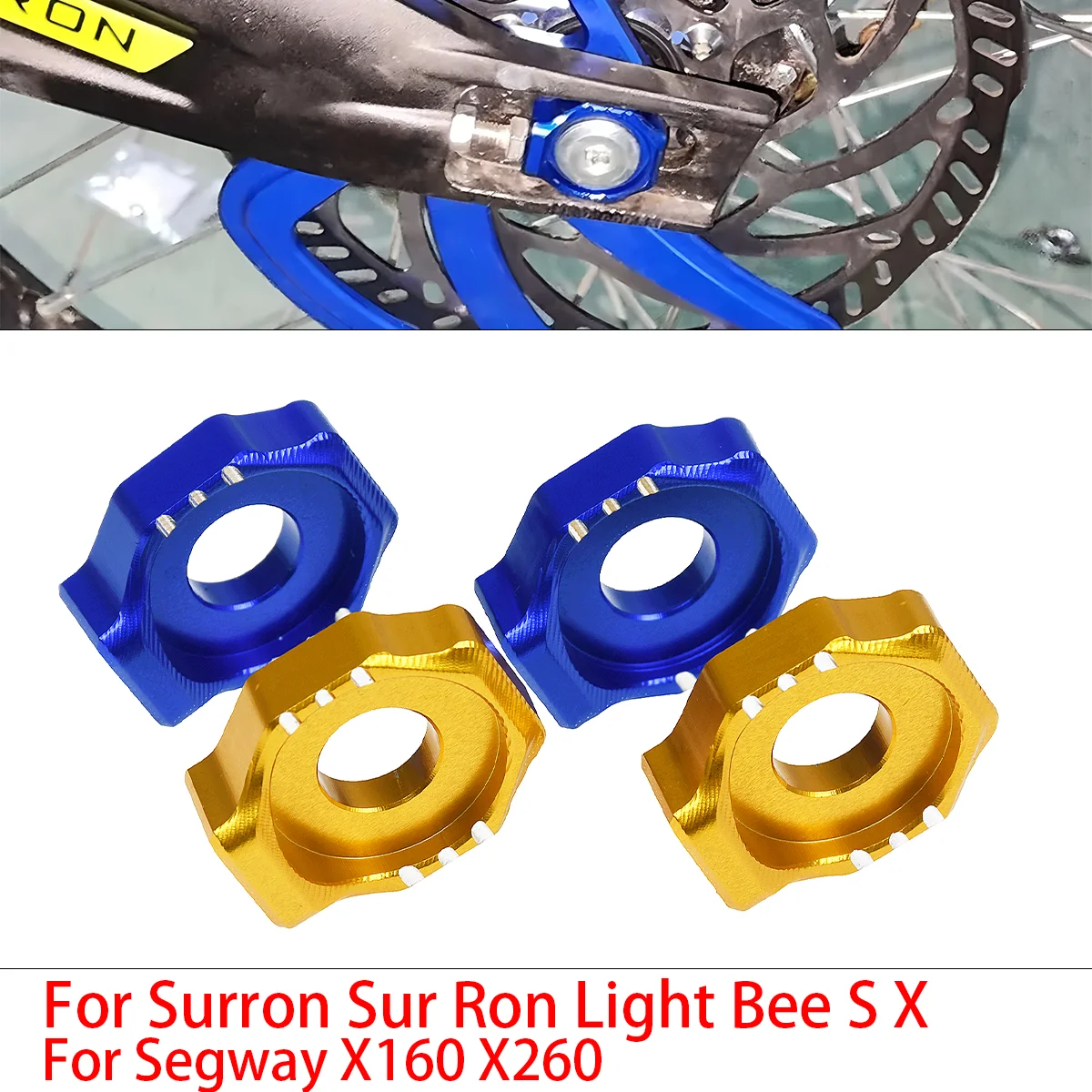 

Motorcyclerearaxleboltschainadjusteraxleblocks are suitable for Surron Light Bee S X Segway X160 X260 electric off-road vehicles
