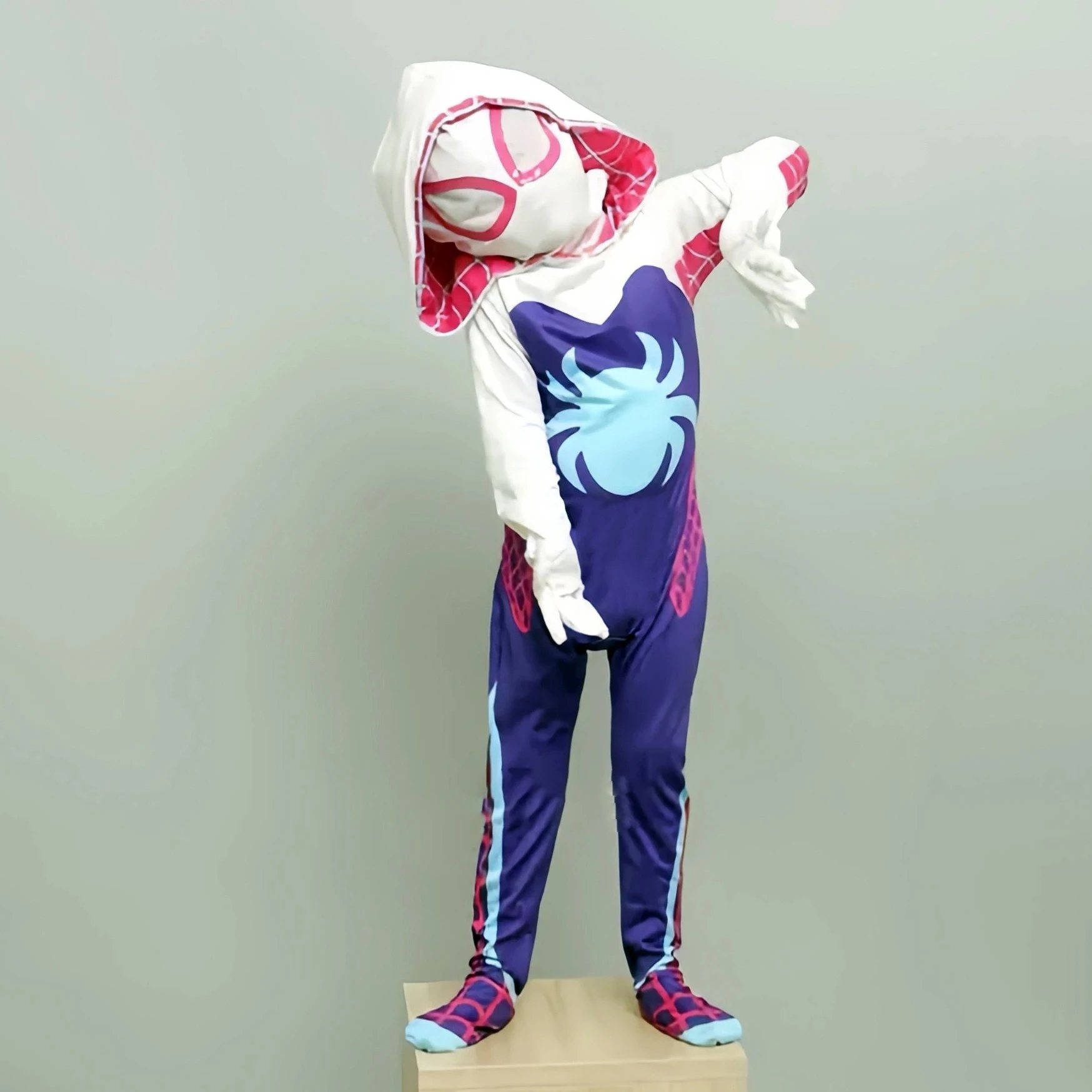 Combinaison de super-héroïne Gwen pour filles, masque de cosplay d'araignée, combinaison de fête pour enfants, déguisement fantaisie Gwen Stacy, costume de carnaval pour enfant