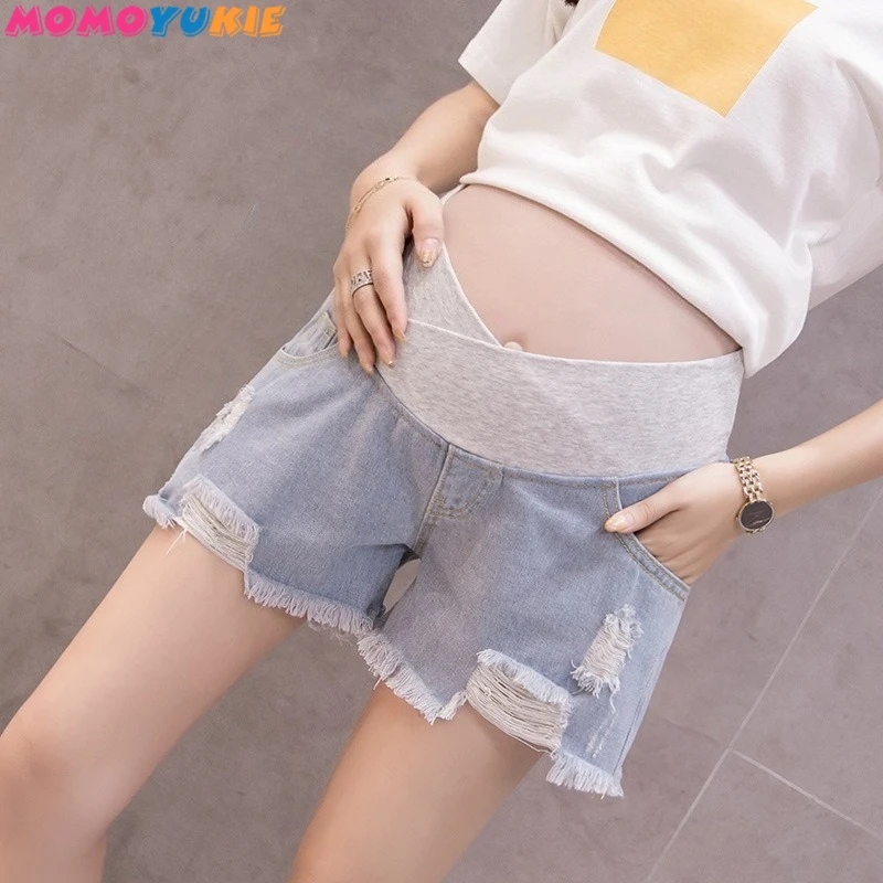 

Одежда для беременных 2025: шорты для беременных, летние рваные джинсовые брюки для беременных, широкая женская одежда