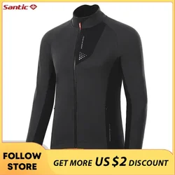 Santic Winter Cycling Jacket Windproof Outdoor Sports Fleece Outerwear Thermal Warmer MTB Road Riding Bicycle Jersey Overcoats