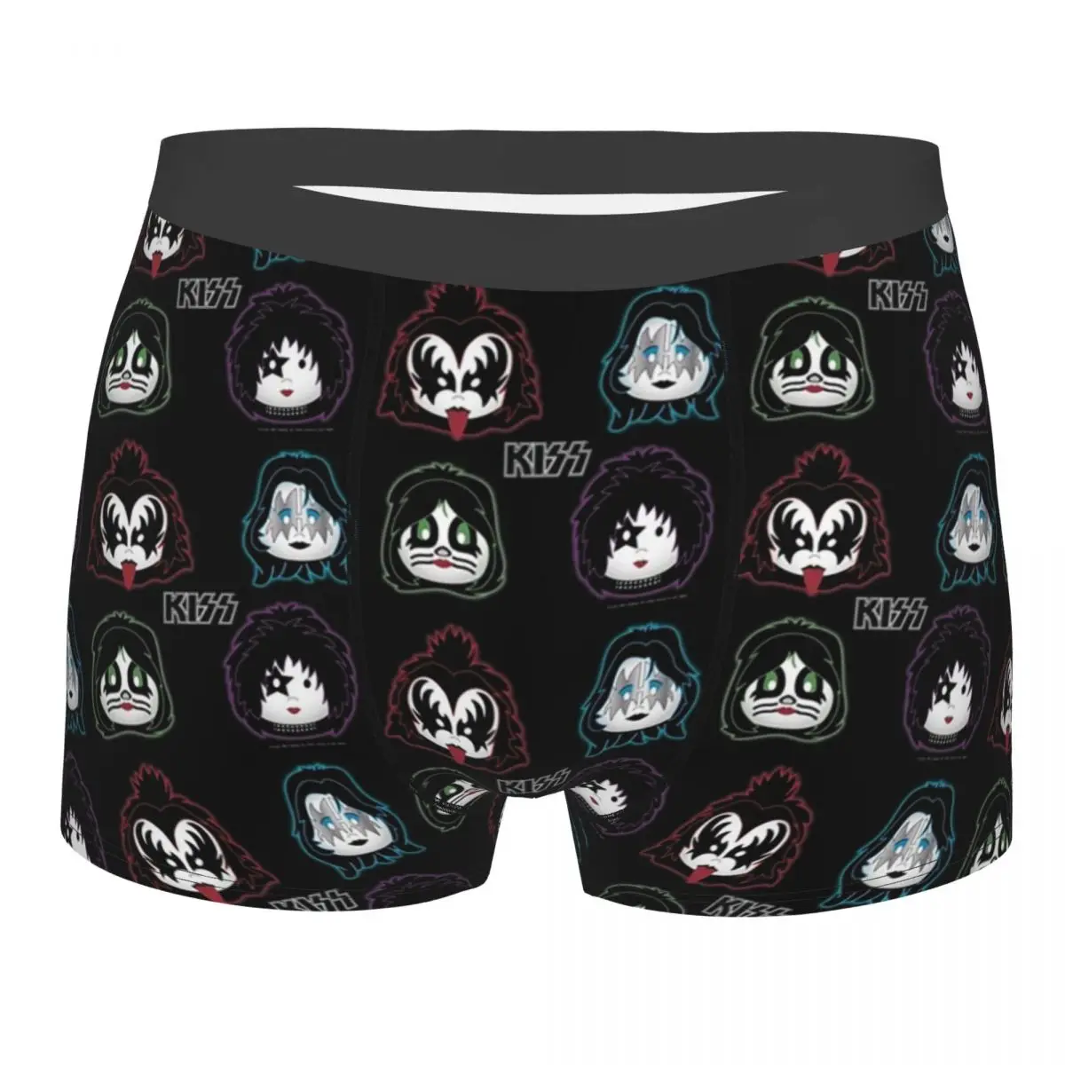 Custom Cartoon Kiss Band Pattern Boxers Shorts Mens Heavy Metal Rock Briefs Underwear Sexy Underpants