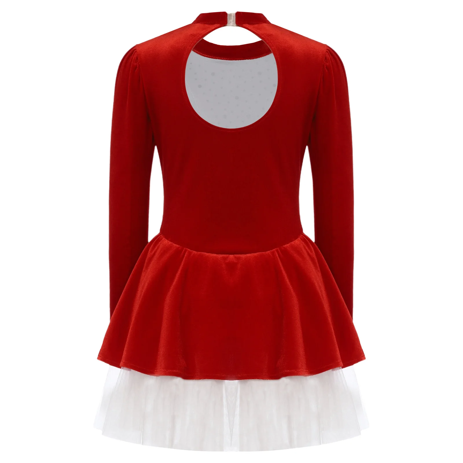 فستان عيد الميلاد الأنيق للفتيات الصغيرات مع أحجار الراين المتلألئة وتصميم فتحة خلفية فستان الأميرة لعيد الميلاد #3