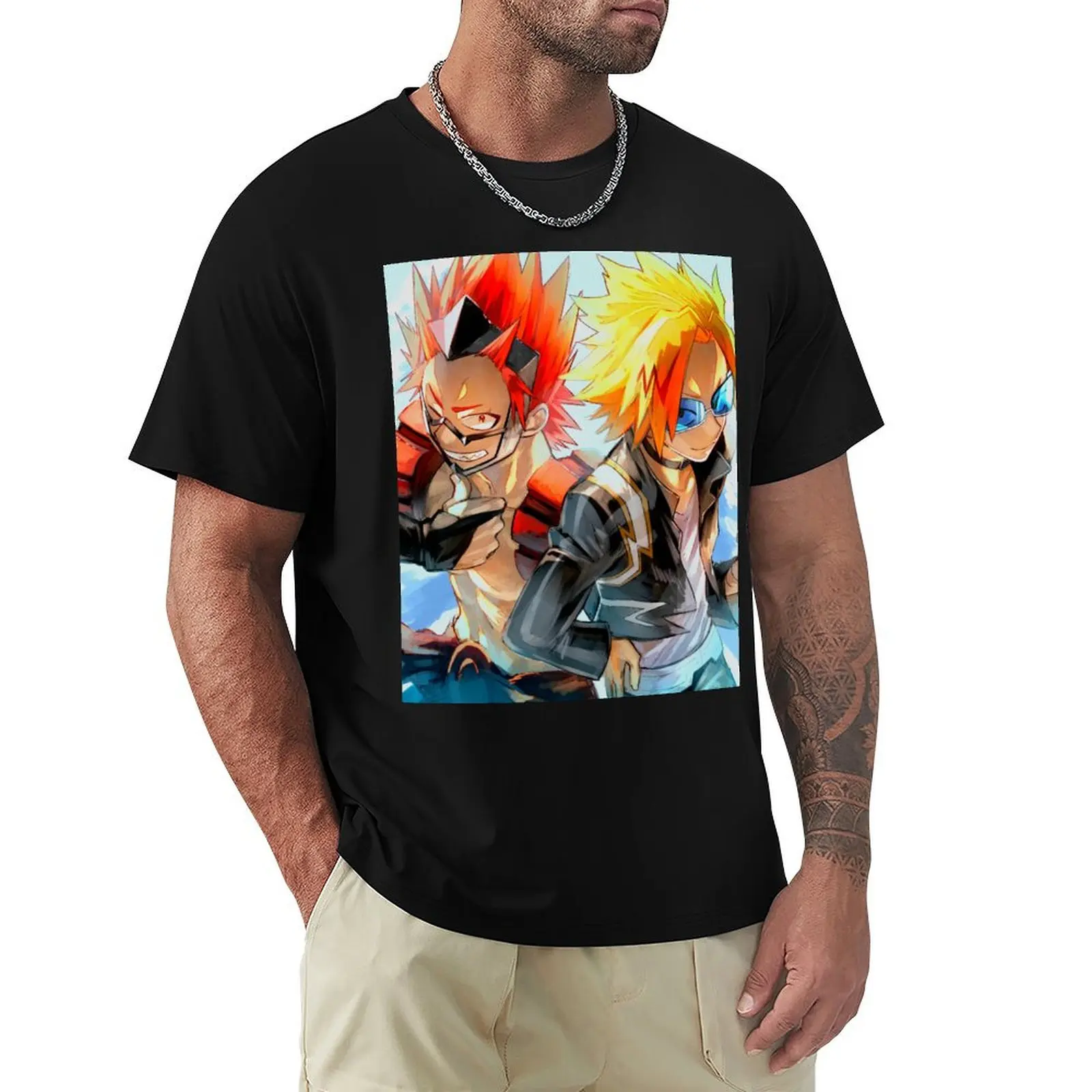 

Kirishima and Kaminari - Class 1A - MHA BNHA T-Shirt Regular Fit Plain Tee Shirt