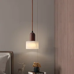 New marble master bedroom headboard chandelier new Chinese retro Wabi-Sabi advanced sense light luxury cable light