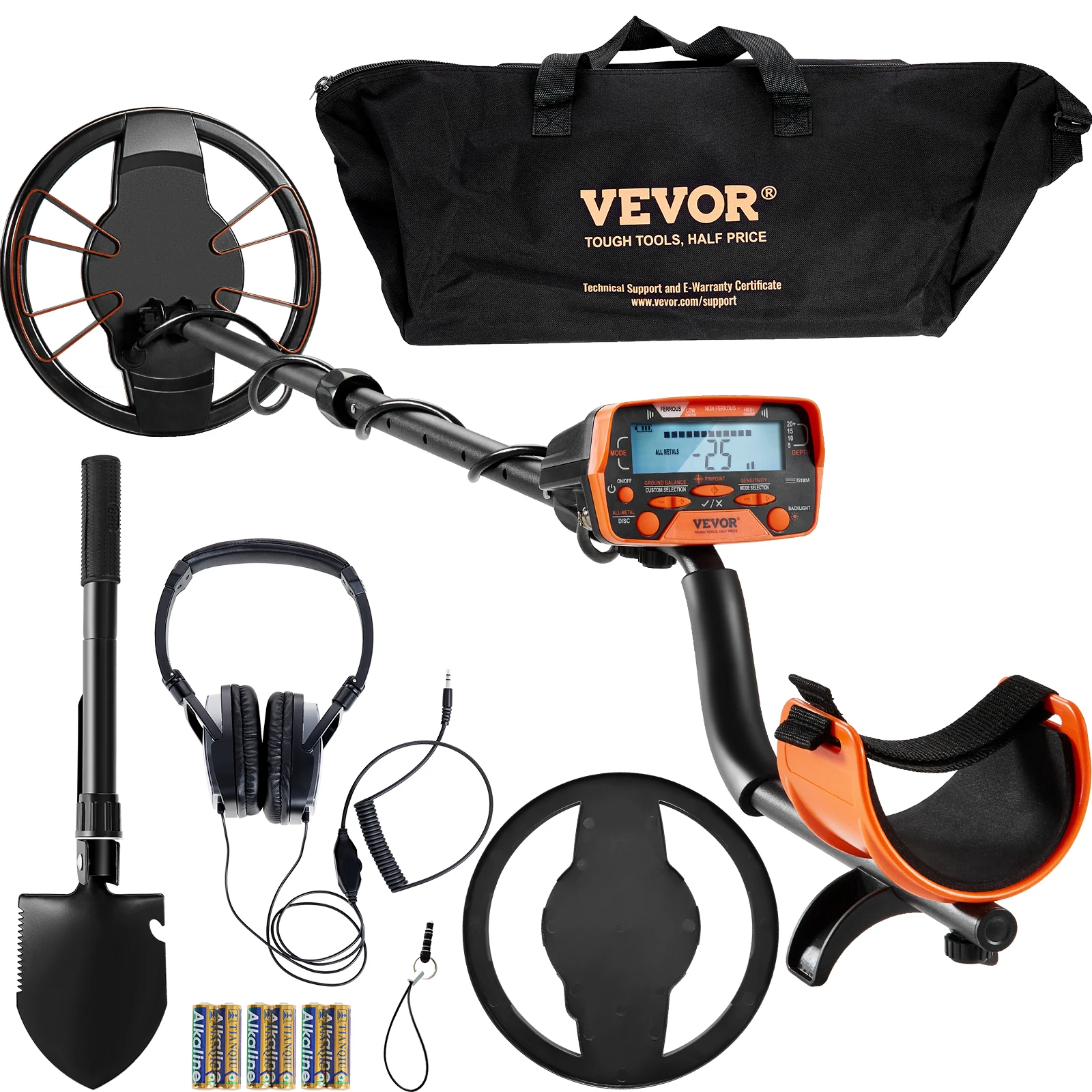 

VEVOR Metal Detector for Adults & Kids 10Inch Waterproof Search Coil with LCD Display 7 Modes Adjustable 41''-52'' Aluminum Stem