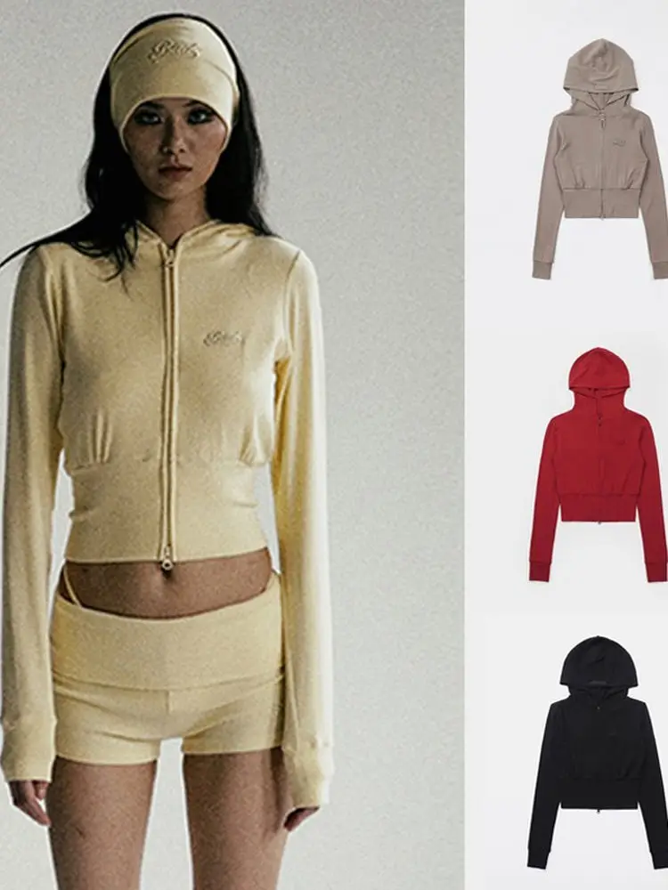 

Женская толстовка Bcac Series с цветными блоками и вышитыми буквами, в американском стиле, хлопковая, с длинными рукавами, укороченная