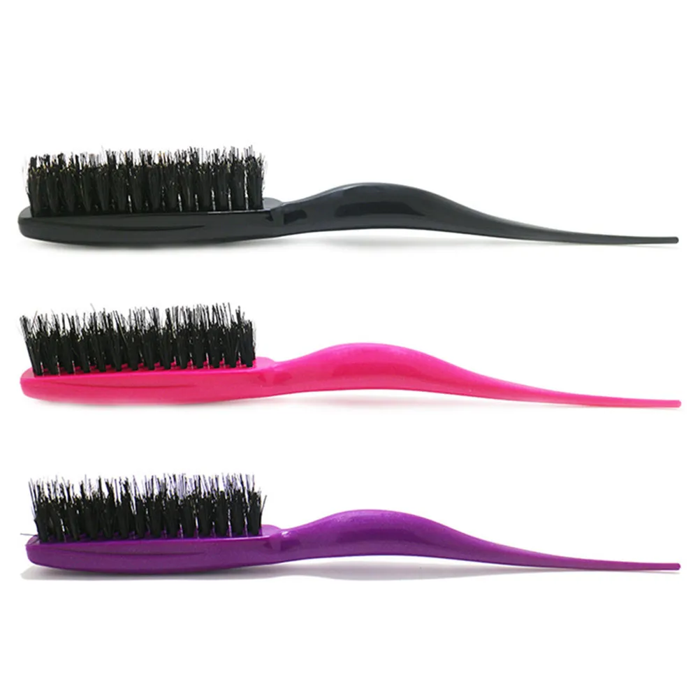 4Pcs Boar Bristle Teasing Brush Smooth Tail Pointed Design Scalp Friendly Ergonomic Grip Lightweight