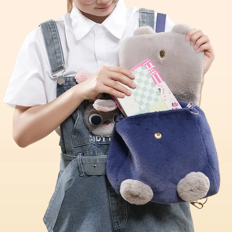 Disney Zootopia Backpack Cartoon Judith Nick Plush Shoulder Bag Cute Doll Crossbody Bag College Girl Commuter Bags