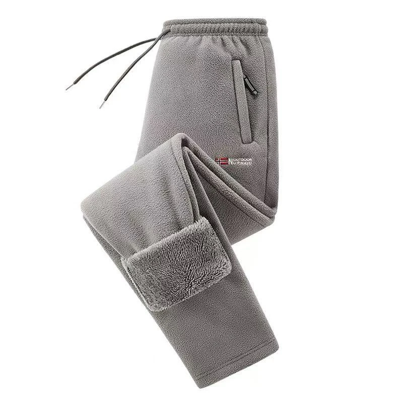 Men Fleece Thickening Casual Pants Winte Windproof Keep Warm Comfort Solid Straight Pants New Fashion Versatile Sweat Pants Men