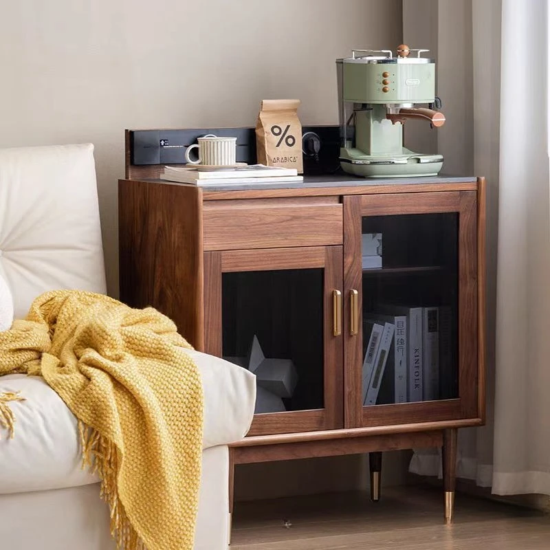 Walnut sideboard storage multifunctional sideboard slate