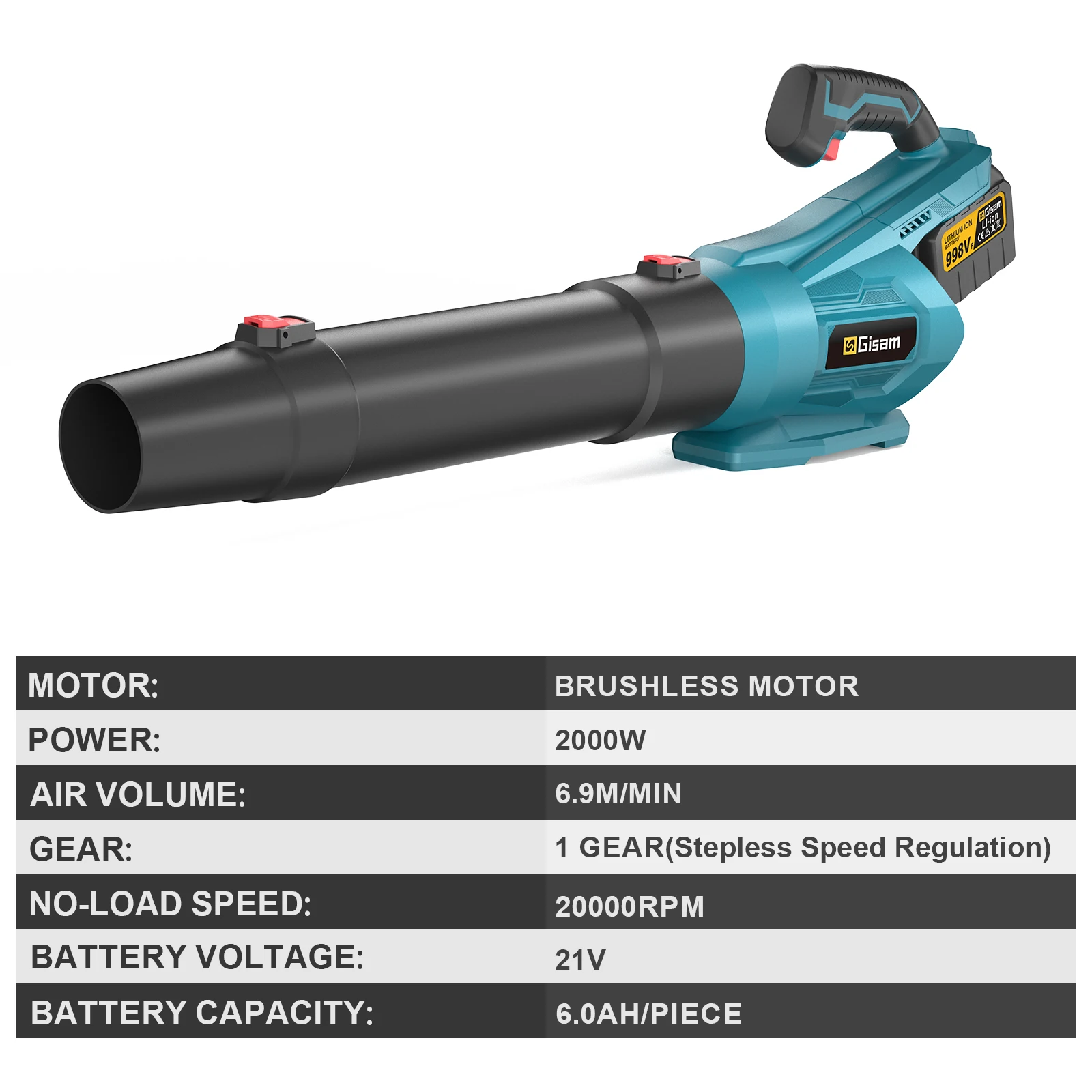 Gisam Brushless Electric Air Blower Cordless Leaf Blower Garden Snow Dust Blowing Cleaning Tool For Makita 18V Battery Pins