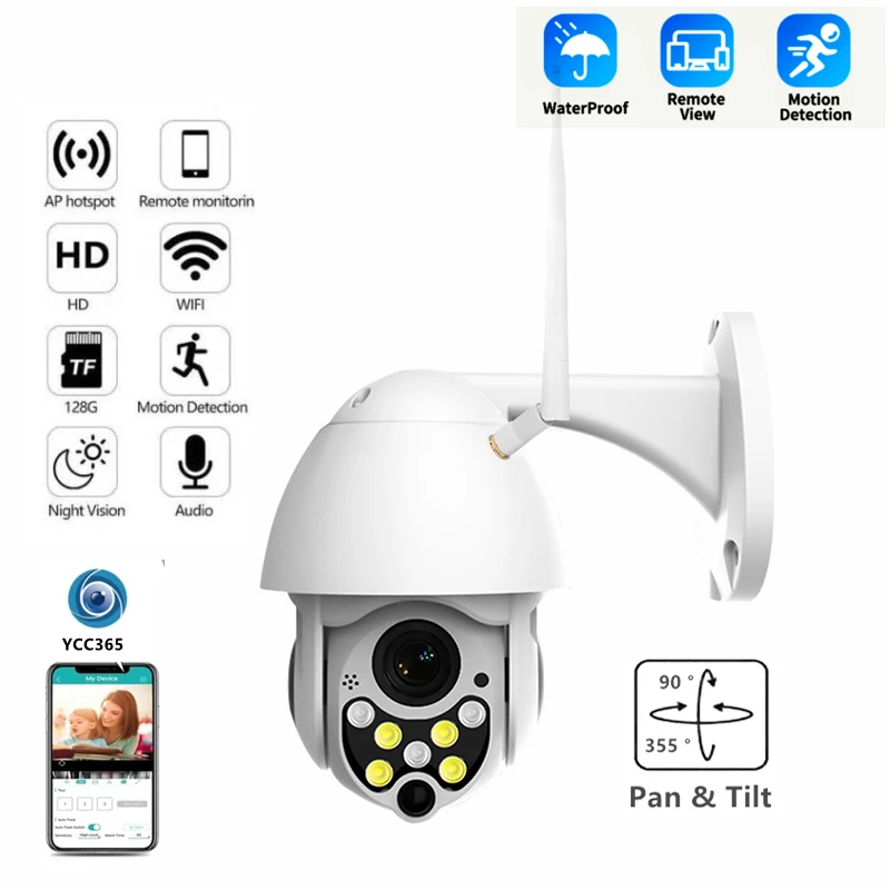 

YCC365 Plus 1080P Wireless Outdoor Camera Home Security Motion Detection Wifi 2MP Pan Tilt Speed Two Way Talk Camera for Home