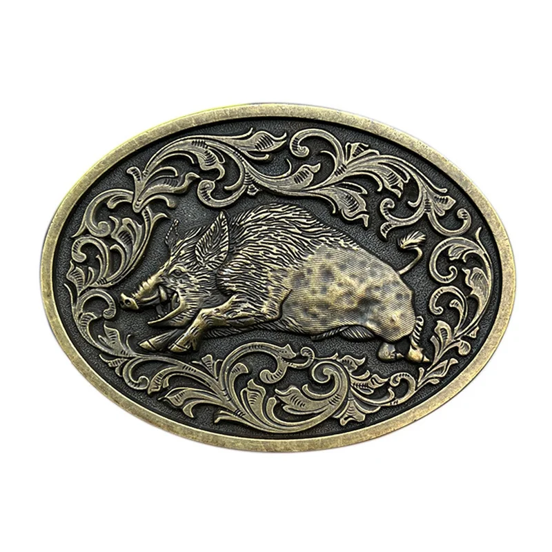 Zinc alloy wild boar belt buckle Western cowboy