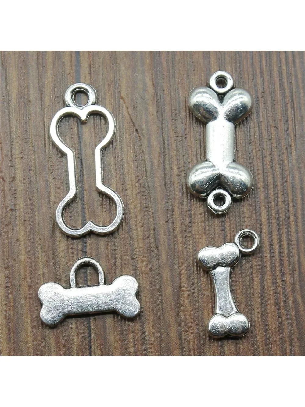 20 sztuk / partia wisiorek z kości Charms antyczne srebro kolor Bone Charms biżuteria DIY Bone Charms do tworzenia bransoletek — zdjęcie 2