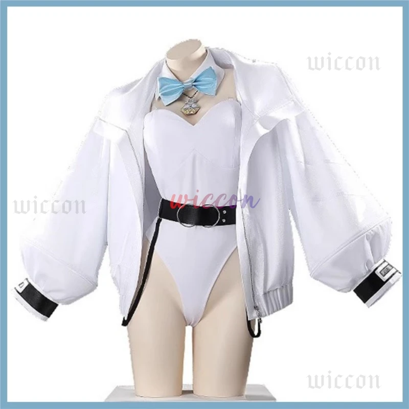 Nijisanji Virtual YouTuber Hibachi Mana Cosplay Costume Feminization Bunny Girl Jumpsuits Coat Wig Woman Sexy Cute Party Suit