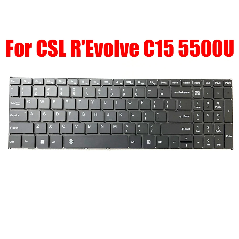 

Сменная клавиатура для ноутбука CSL R'Evolve C15 5500U, английская, американская, черная, с подсветкой, новая