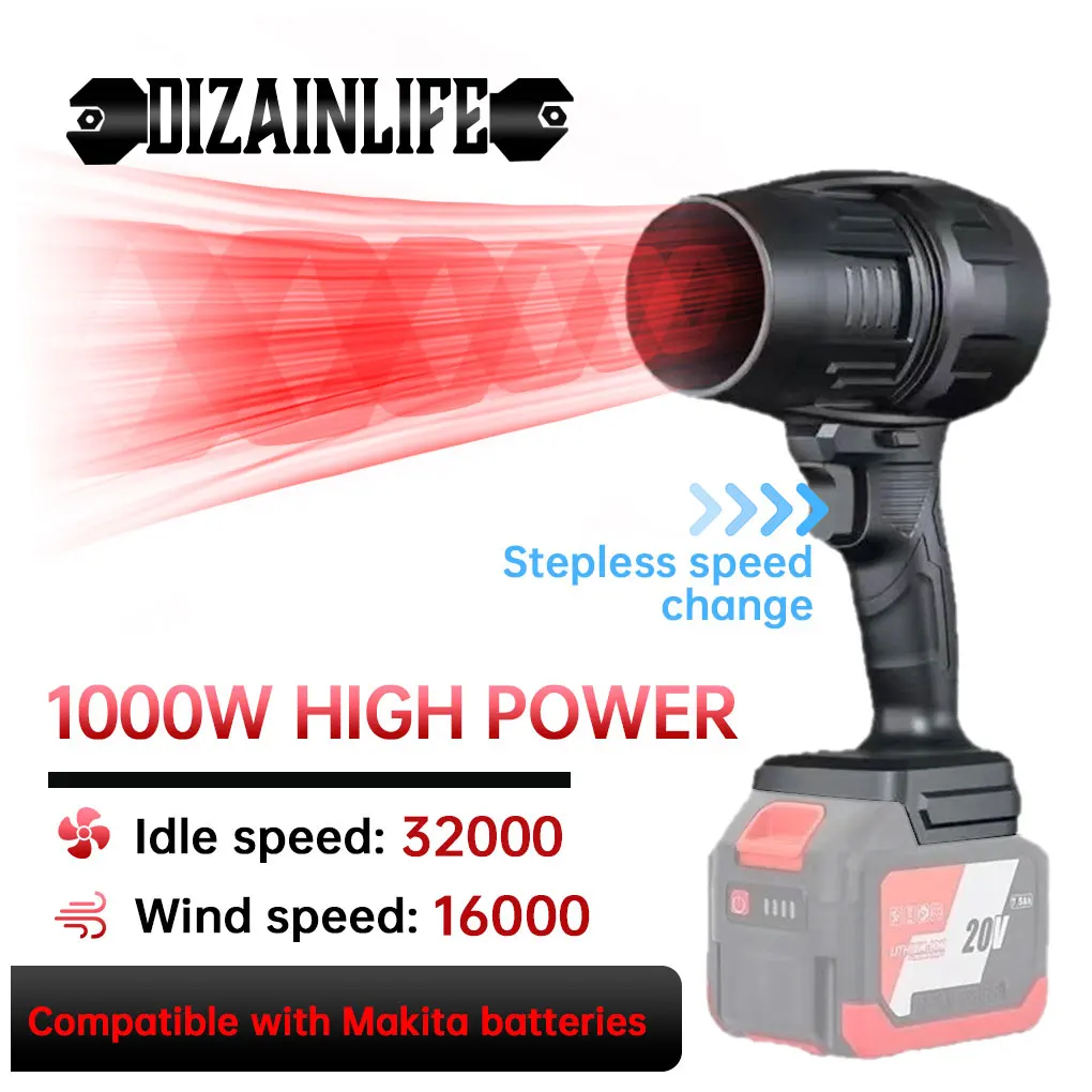 Portable 1000W Turbo Fan Violent Air Gun 3 Speed Wind Regulation Stepless Speed High Power Turbofan Leaf Blower Handheld Jet Fan