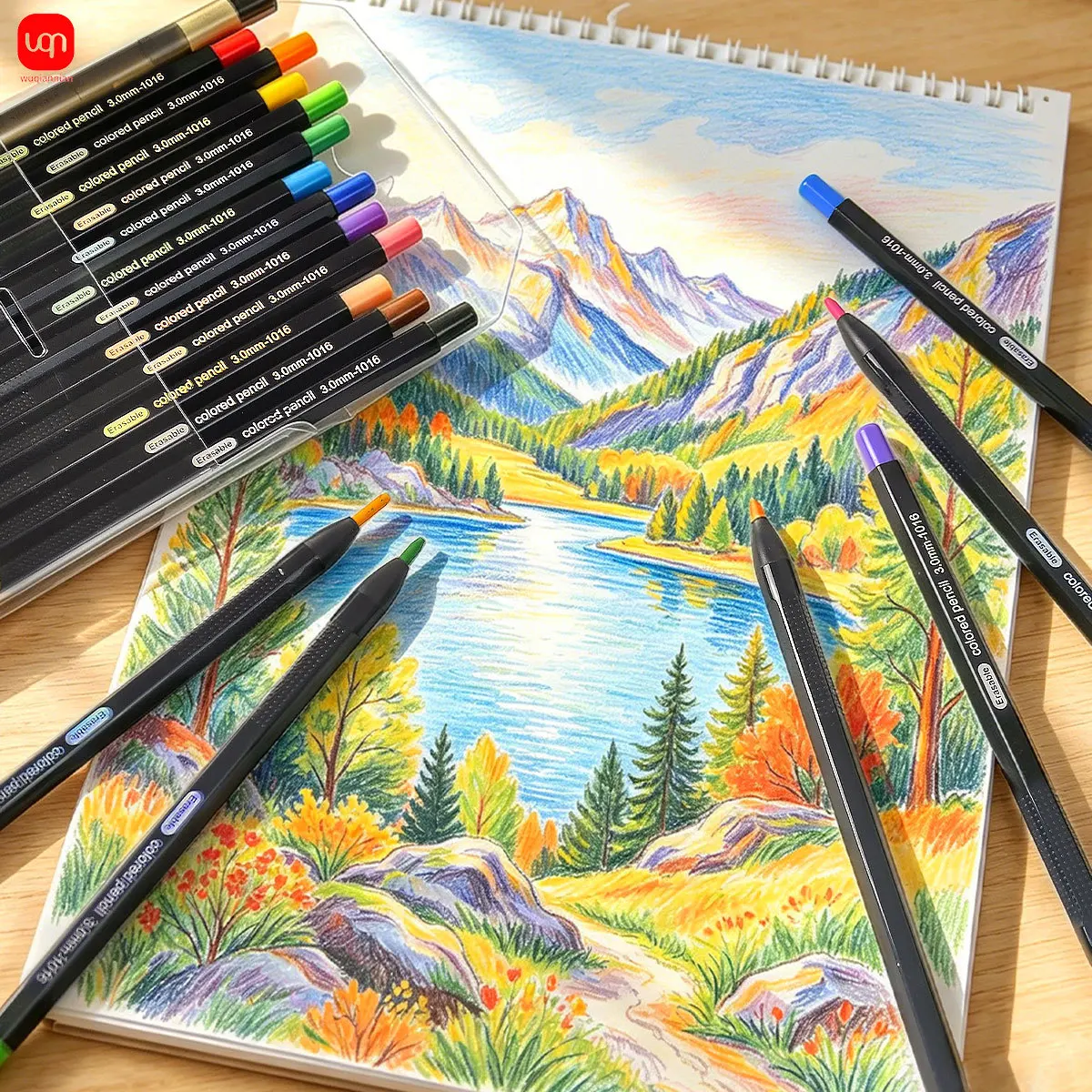12-Color Non-Sharpenable Colored Activity Pencil Set with Erasable Box for Students Art And Painting Supplies