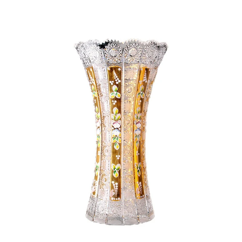 

Crystal glass, hand-painted gold vase, colorful, enamel vase