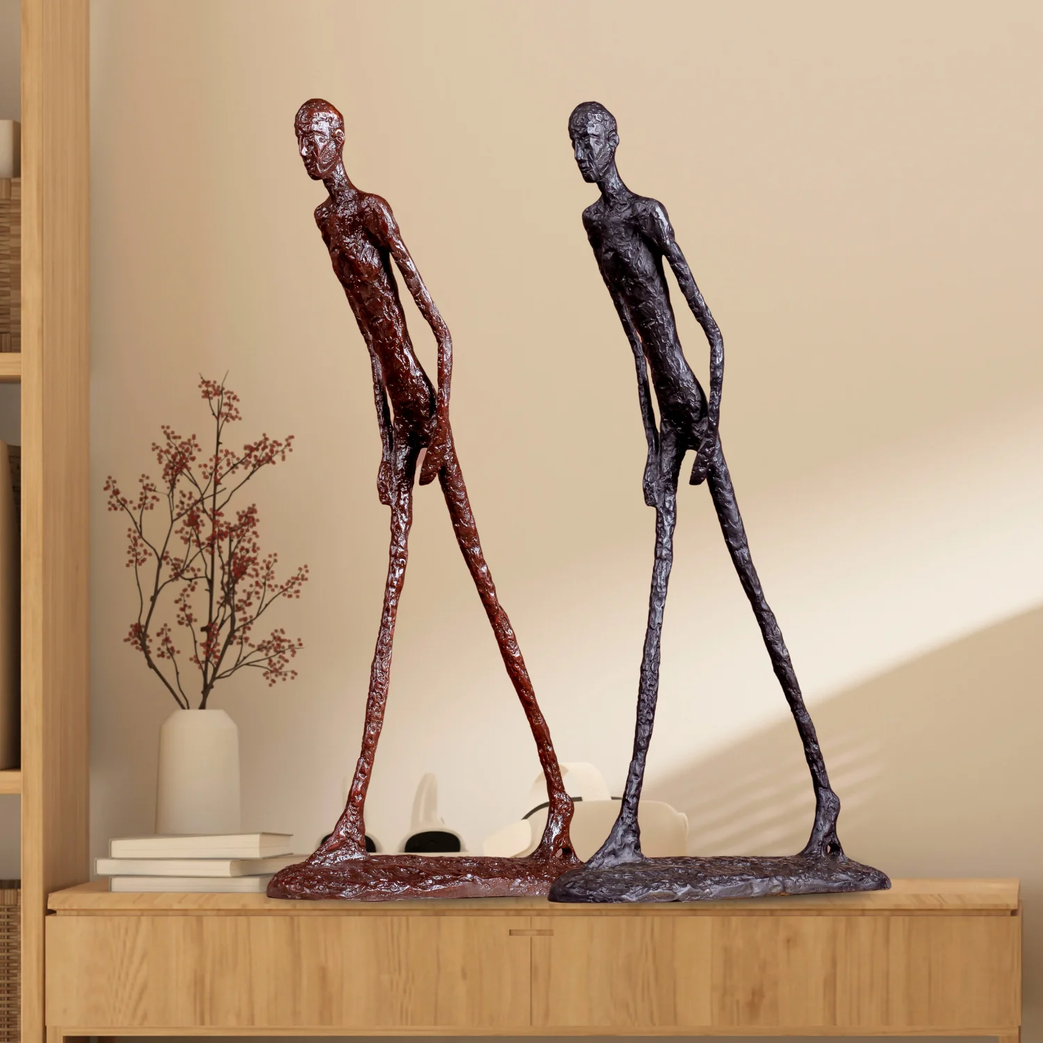 60 cm Giacometti Bronze Sculpture abstraite squelette marche homme Bronze Statue coulée à chaud