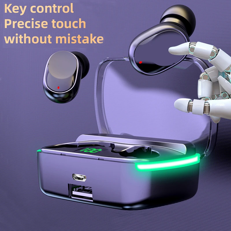 M60 TWS Outdoor Sports Wireless Bluetooth 5.3 Earphone Noise Reduction Touch Control Hifi Music Headphone Power Display With Mic image 5
