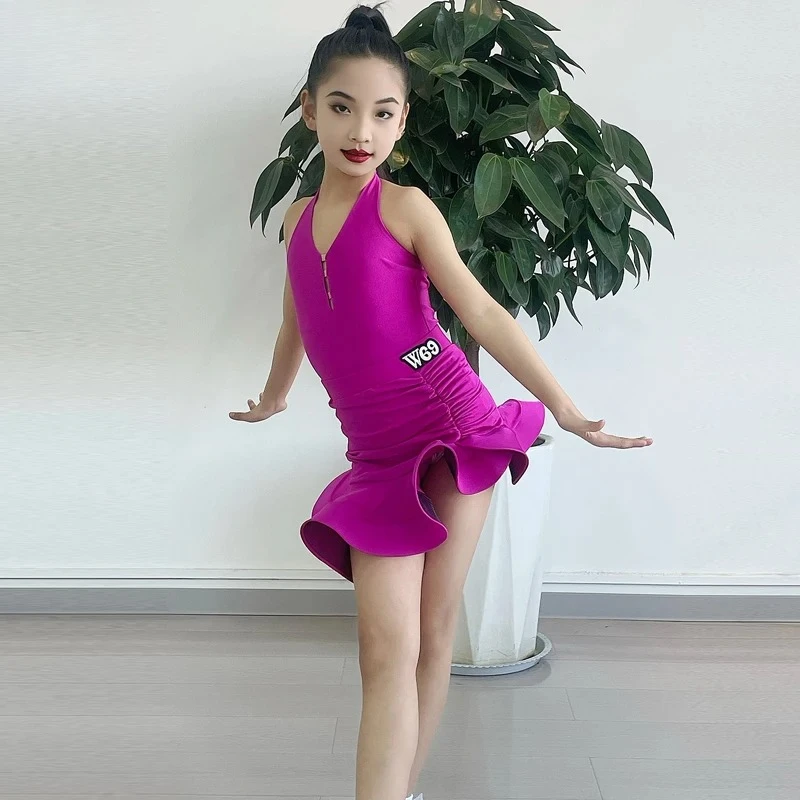 

Popular Latin Dance Training Costume Girl New Children's Performance Costume Competition Regulations Latin dance high-end dress
