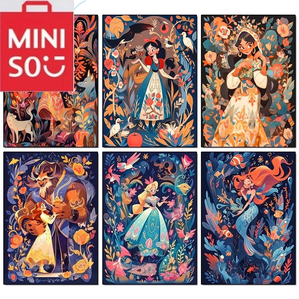 MINISO Disney Blancanieves y flores pájaros pintura de diamante dibujos animados DIY cuadrado completo/redondo decoración del hogar arte regalo