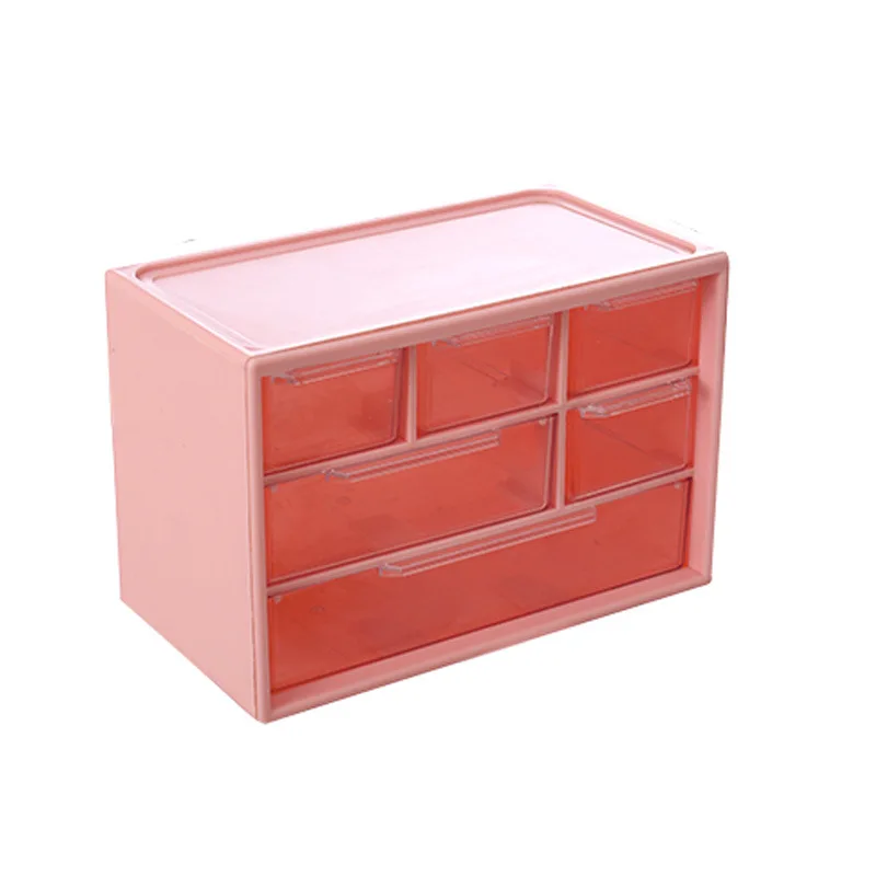 Sanrio 6 Grid Storage Box Desktop Drawer-type Transparent Organizing Box Desk Pen Holder Send Kuromi Melody Cinnamoroll Stickers