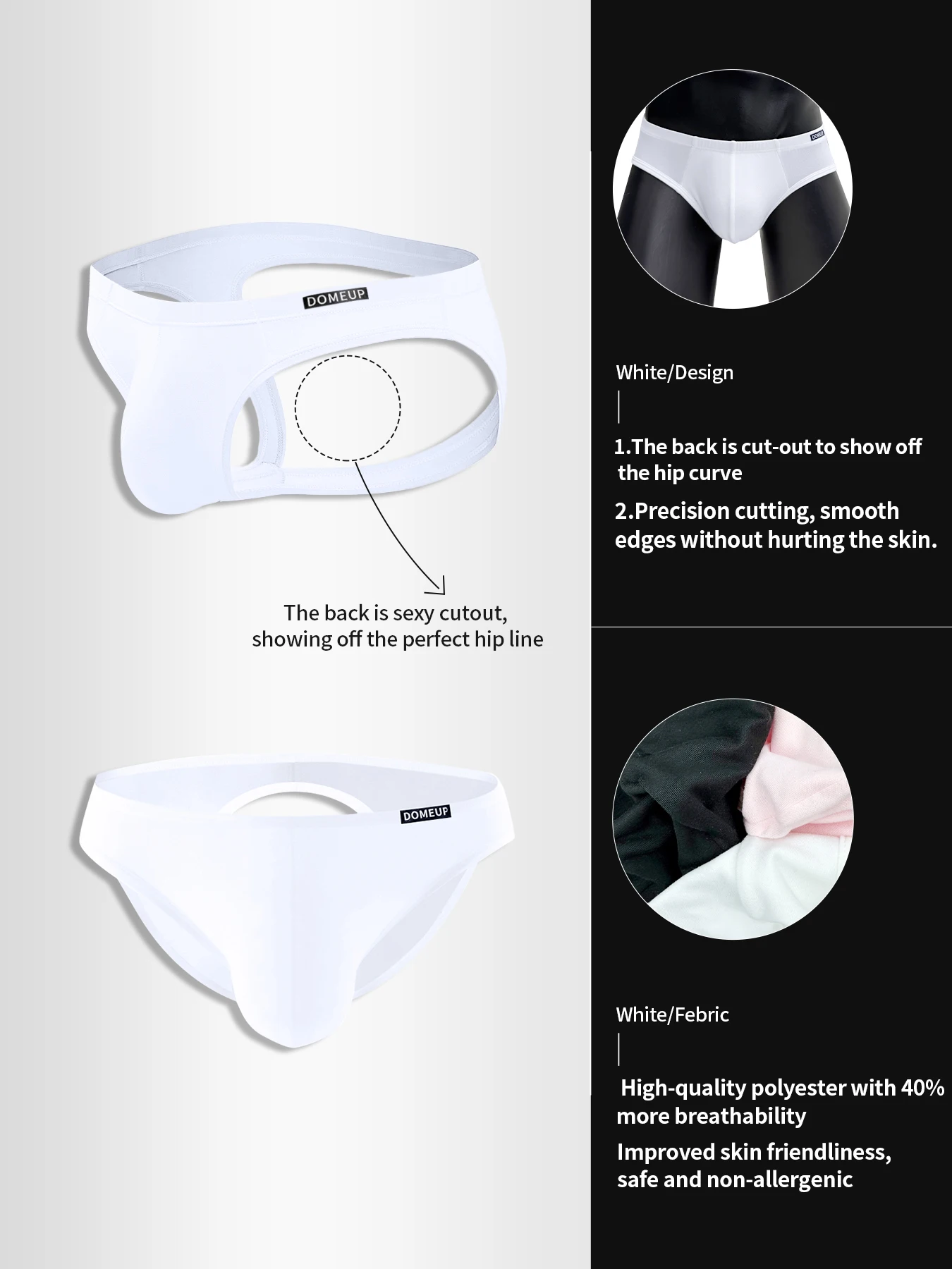 Men's Jock Straps Low Waist Pantie Solid Color Underpants Personalized Hollowed-out High Elasticity Breathable Underwear for Men
