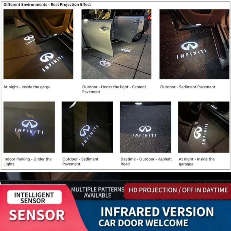 

LED Car Door Welcome Logo Lamps Ghost Shadow Light for Infiniti FX37 FX50 EX QX30 G25 Q40 Q50 Q60 QX50 QX60 QX70 QX80 EX25 Jx35