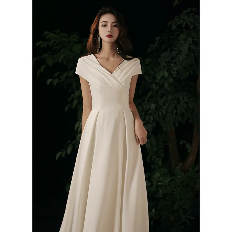 Reject Return A120 Sweet Memory White Wedding Dresses Birthday Party Prom Gown Girls Fashion Women V-Neck Evening Dress