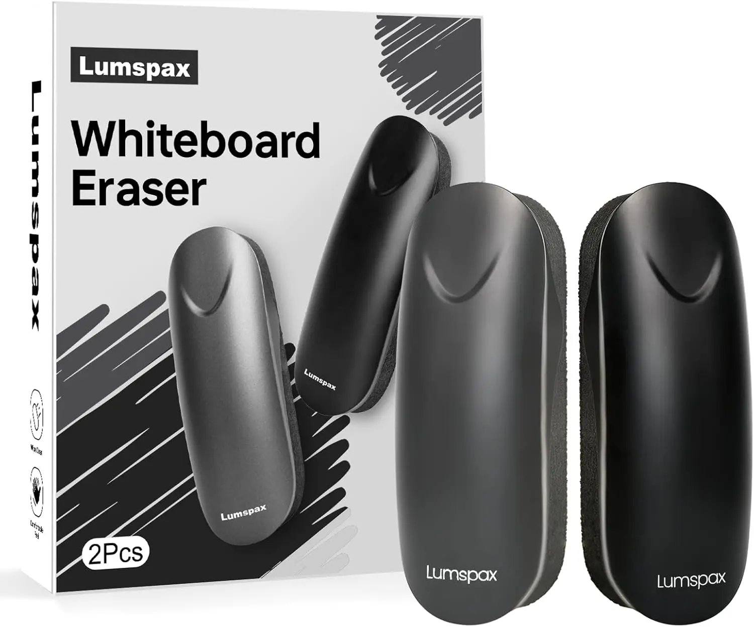 

Dry Erase Eraser 2 Pack with Strong Magnetic Grip for Whiteboard and Glass Board, Ergonomic Comfort for Classroom Office School
