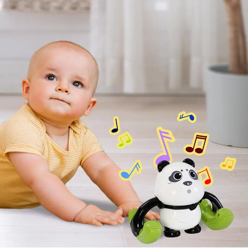 Crawling Toys For Kids Educational Musical Panda Toy 360 Degree Flipping Animal Toy With Light Music Voice Control Interactive