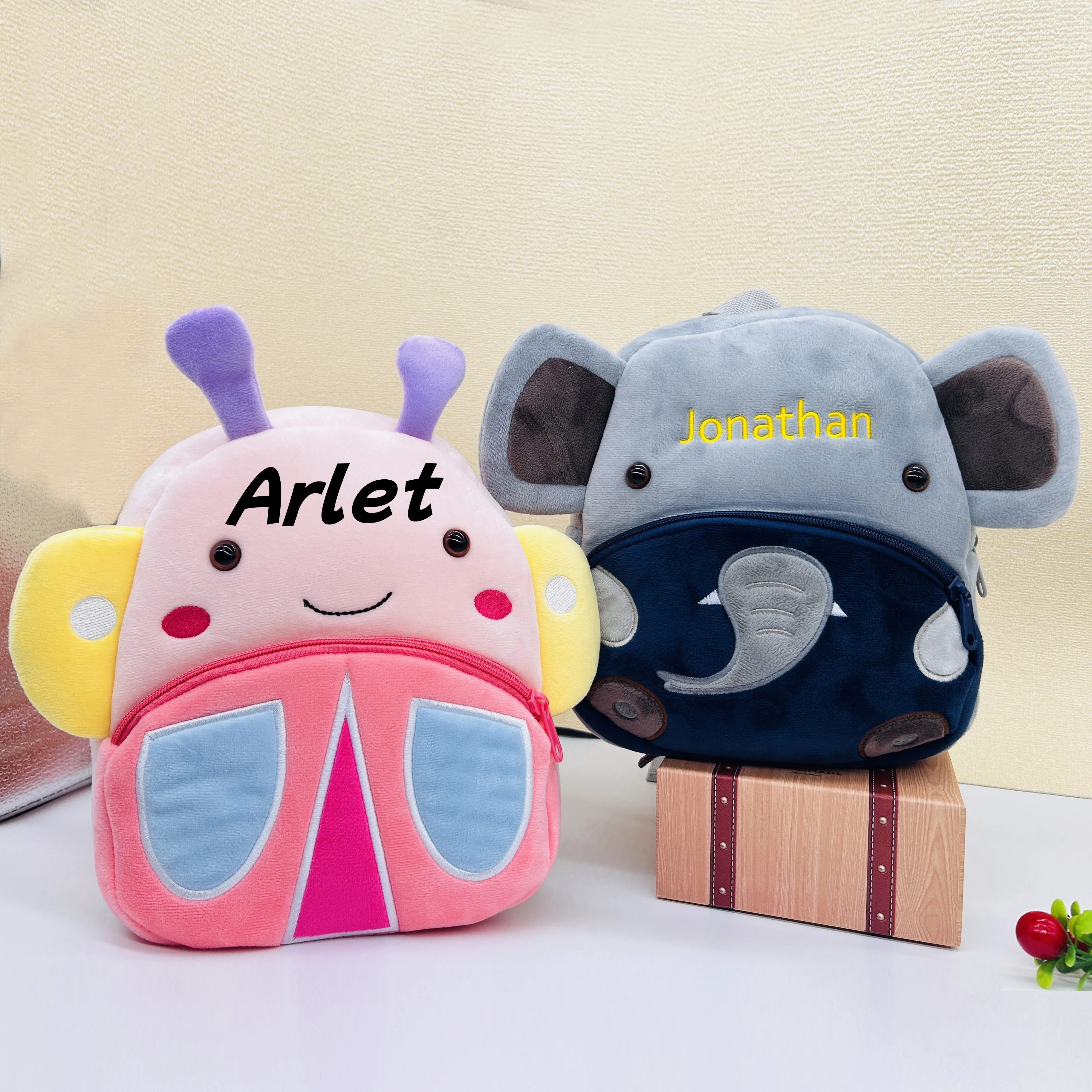 Personalised Toddler Backpack custom name bag for Boy and Girl Cute Soft Plush Toddler Bag Animal Cartoon Small Mini Backpack Fo