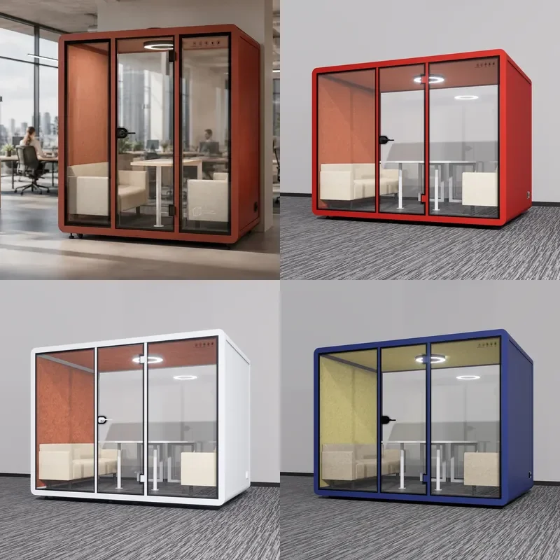 Soundproof Office Cubicles Glass Partitions Silent Workspaces Acoustic Cabins for Quiet Private Workspace Booths