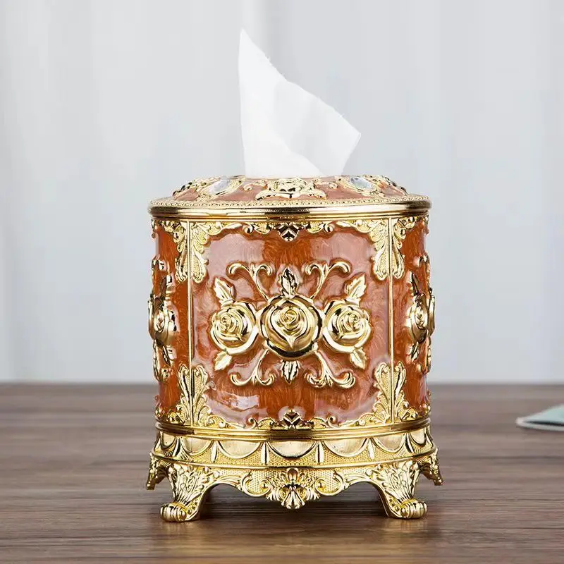 

Round Tissue Box European Style Drum Reel Multi Functional Napkin Holder Core Paper Storage Appliance Desktop Tissues Roll Boxes