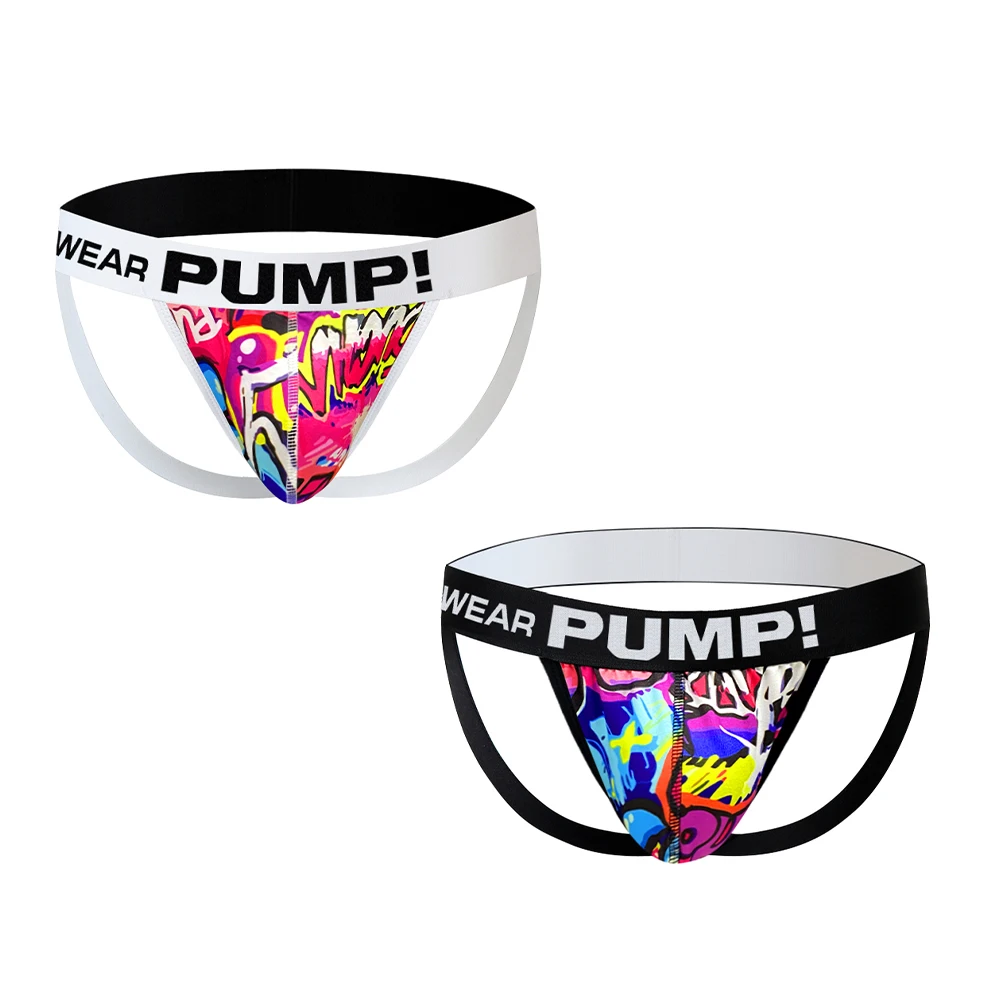 Men's Graffiti Print Thong Underwear Low-Waisted Cool Wind Breathable Comfortable Cross-Border Foreign Trade Double