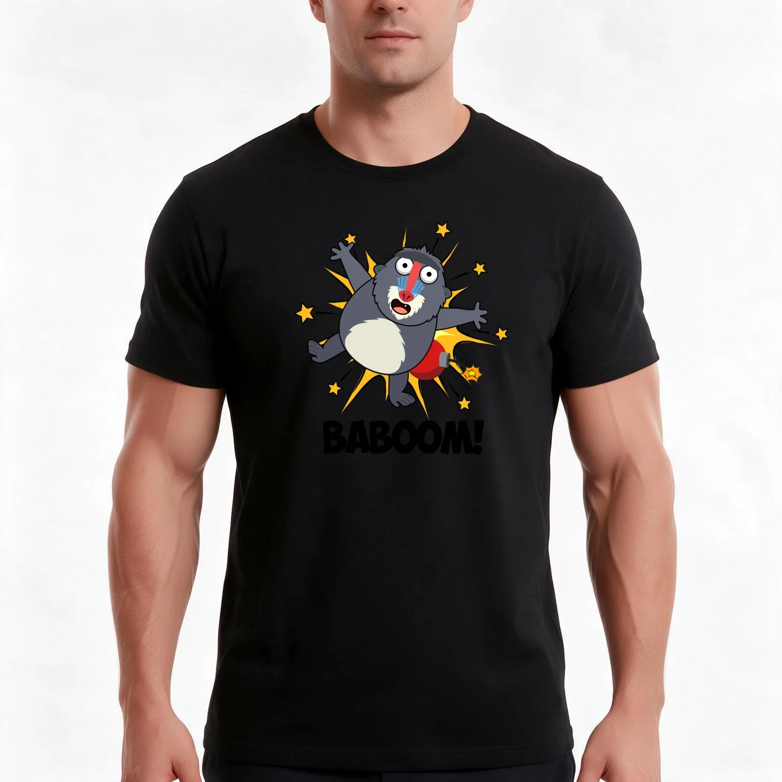 Baboom Exploding Ape Funny Baboon Puns T-Shirt Summer Casual Cotton Tee Oversized Streetwear Tops Vintage Graphic Print