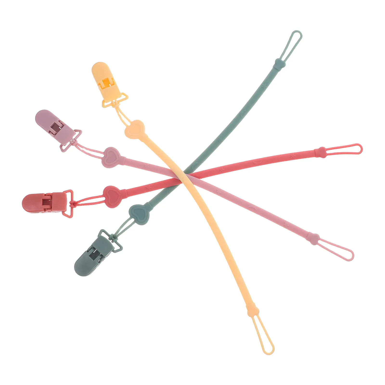 

4 шт., зажим для детской соски, силиконовый анти-потерянный держатель для пустышки в форме сердца, насадка для соски, облегчение прорезывания зубов для путешествий домой