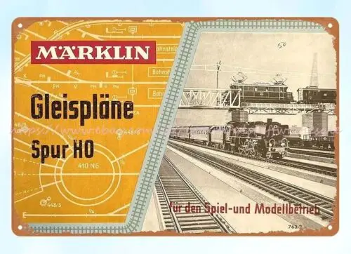 railroad train track toy Marklin Gleisplane Spur HO German metal tin sign