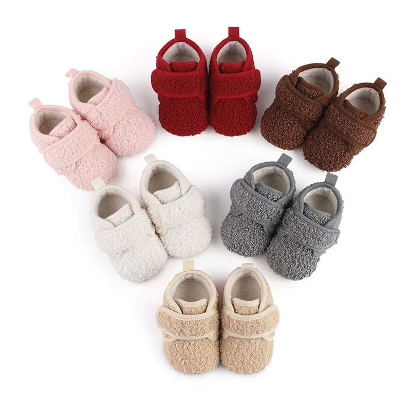 Winter Warm Baby Shoes Boys Girl Soft Anti-slip Walking Shoes Toddler Plush Floor Sock Shoes Indoor Home Kids Slippers