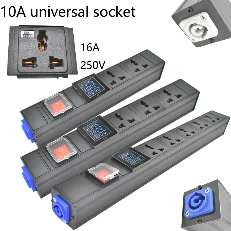 

PDU power strip network cabinet 1-8AC aviation input/output port 10A universal socket with ammeter wireless socket socket