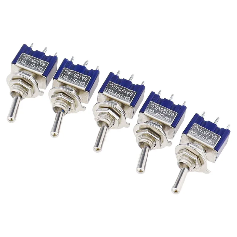 5 pz ON-OFF-ON ON-ON3 PIN/6PIN 2/3 posizione Mini interruttore a levetta a scatto AC 125V/6A 250V/3A MTS-102 MTS-103 MTS-202 MTS-203