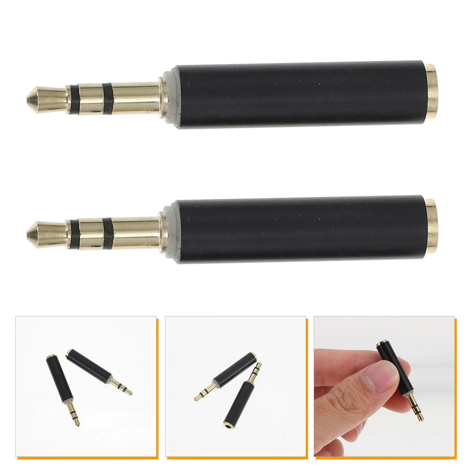 2Pcs High-Fidelity 3.5mm Audio Converter Adapter with 360 Grip Design No Cutting Out for Microphone Headset Camera Pc
