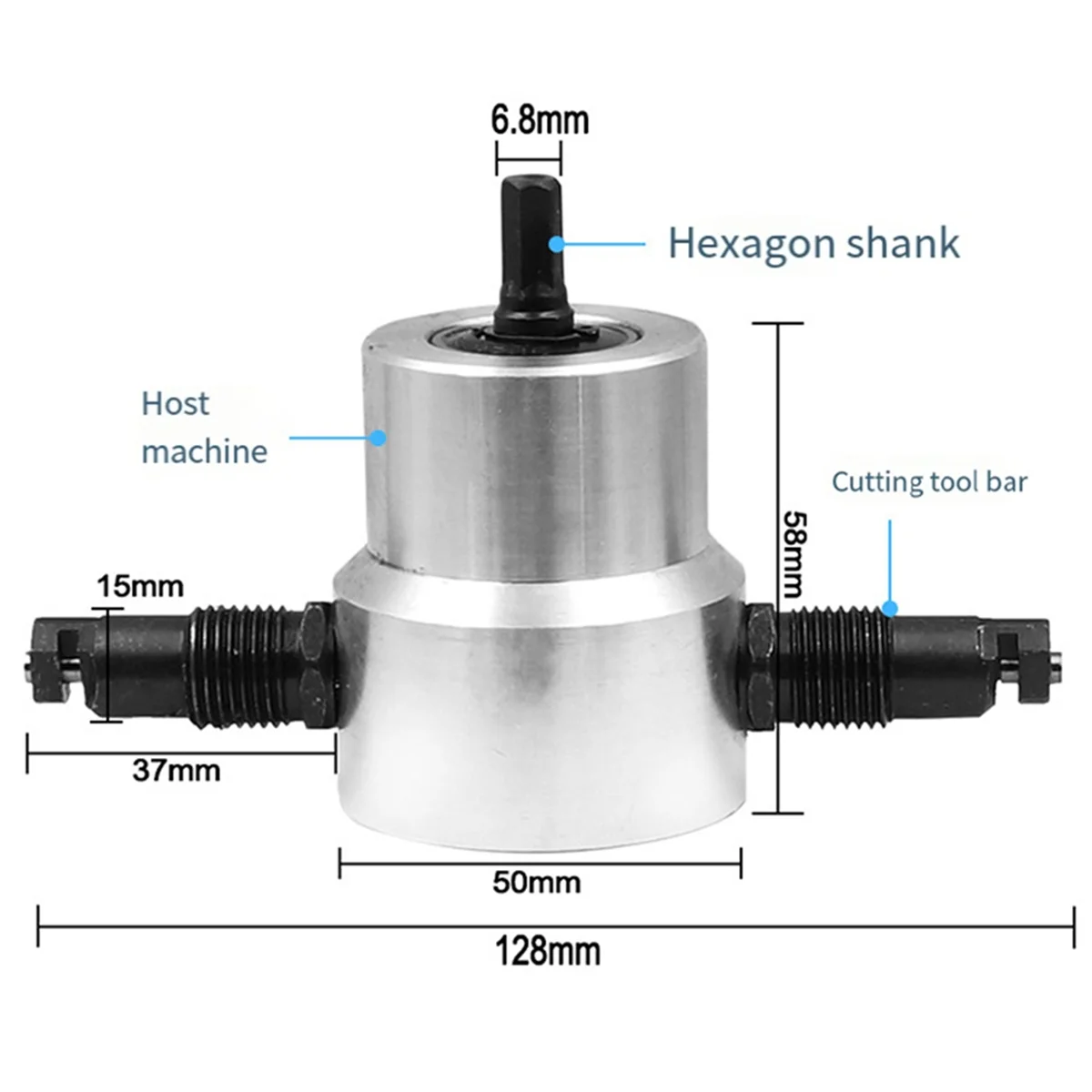 Double-Head Adjustable Drill Attachment Iron Sheet Cutter is Suitable for Cutting Iron Sheet, Plastic Plywood and So On.