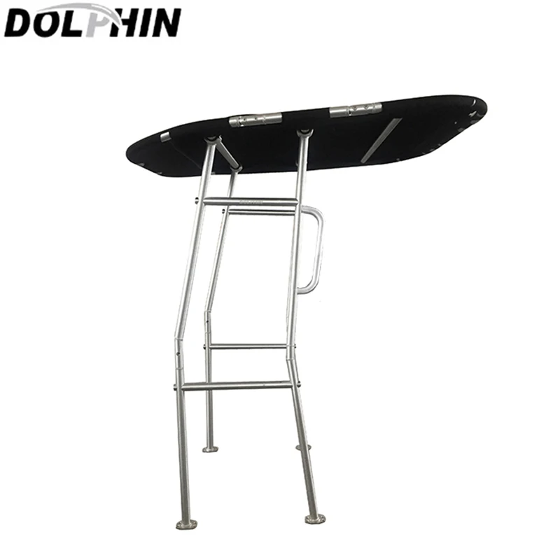 Dolphin-Upgraded Pro Economic T Top met Grab Handgrepen, Aluminium Tube Boat T Top met zwarte luifel