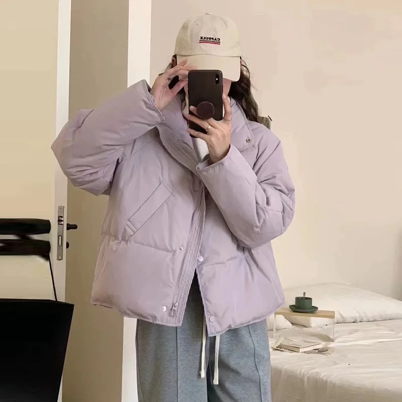 النسخة الكورية الجديدة لعام 2025 معطف صغير الحجم من Princ Sweet Sle باللون الأزرق من القطن للنساء والطلاب #5